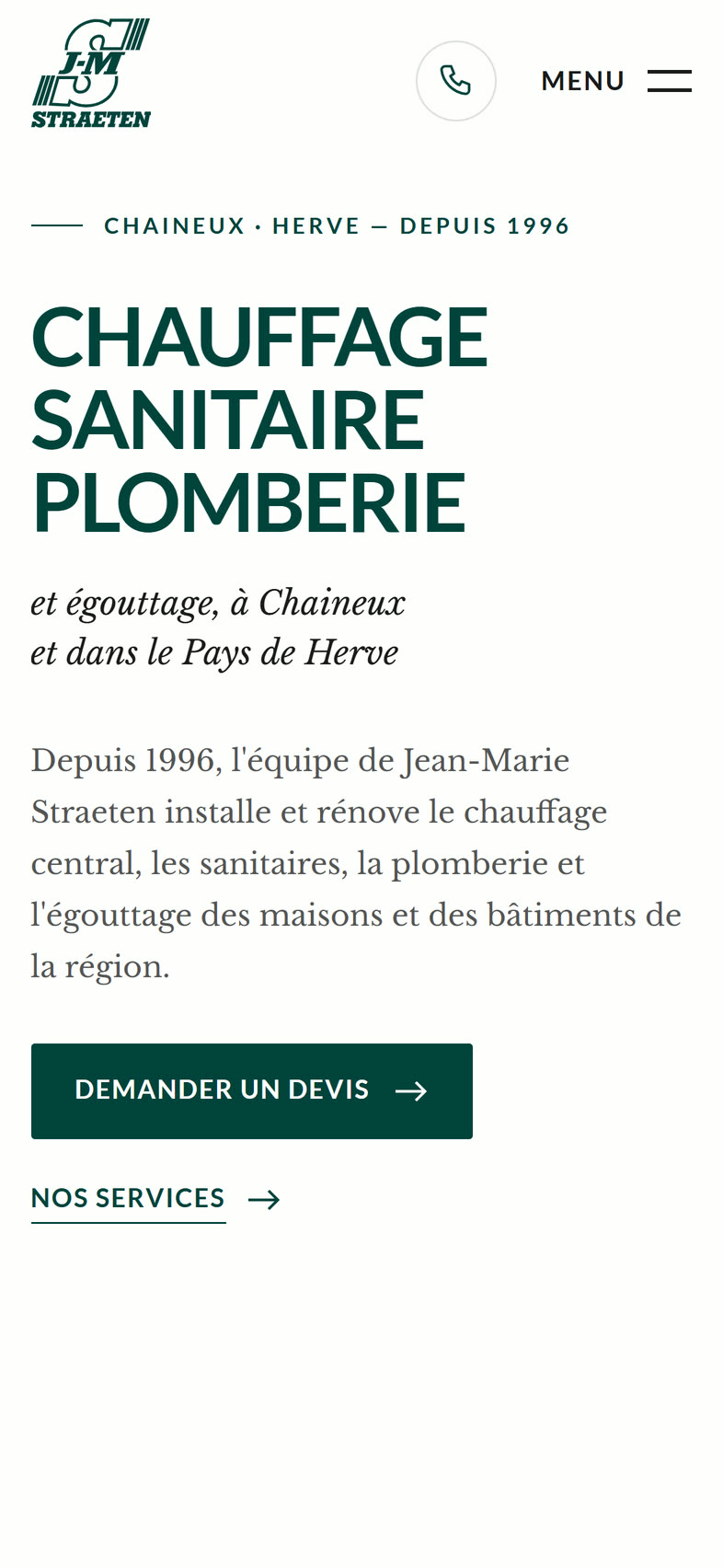 Accueil de JM Straeten sur téléphone.