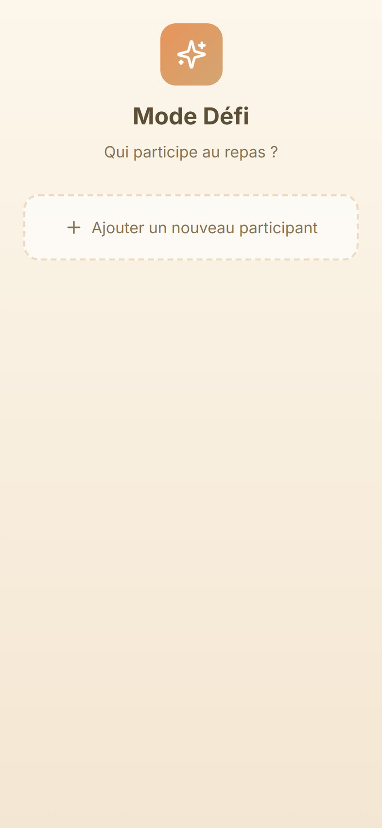 Préparation du mode Défi, avant d’ajouter les joueurs.