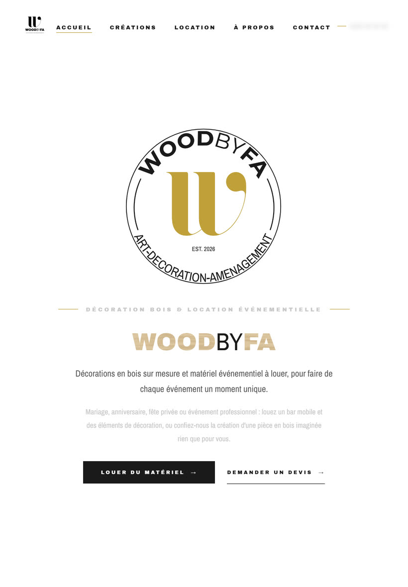 Accueil de Woodbyfa sur tablette.